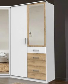 Šatníková skriňa so zrkadlom Click, 91 cm, biela/doskový dub