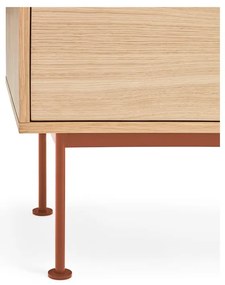 Tehlovočervená TV komoda v dubovom dekore Teulat Yoko