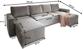 Svetlofialová sedacia súprava do U SMART COSARO 295x140 cm