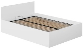 Tempo Kondela Posteľ s kovovým roštom a úložným priestorom, 140x200, biela, DOLI