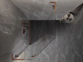 Mexen Lunar, L päťuholníkový sprchový kút naklápací doľava 80 x 90 cm, 8mm číre sklo, profil medená matná, 831L-080L-090P-65-00-L