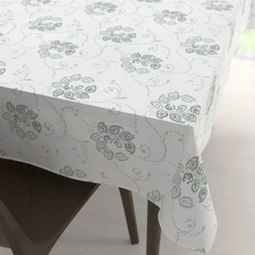 Biante Bavlnený obdĺžnikový obrus Sandra SA-089 Zelené popínavé kvety na bielom 140x220 cm