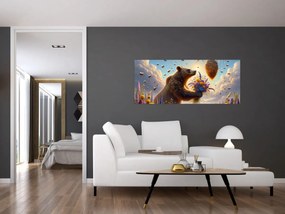 Obraz - Medveď a včielky (120x50 cm)
