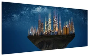 Obraz - Veľkomesto plávajúce priestorom (120x50 cm)
