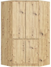 Rohová šatníková skriňa CLP 100 cm 4D dub artisan