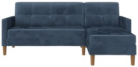 Modrá zamatová rozkladacia rohová pohovka (variabilná) Lilly – Støraa