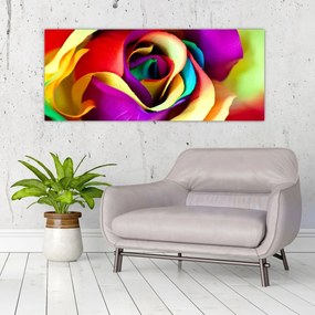 Obraz - Farebná ruža (120x50 cm)