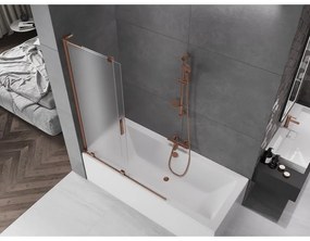 Mexen Velar L, 2-krídlová posuvná vaňová zástena 120 x 150 cm, 8mm sklo námraza, ružové zlato, 896-120-003-31-60