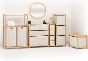 Polička do kúpeľne Tidy Box3, biela/s drevenými prvkami