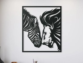 drevko 3D obraz na stenu Lev a zebra