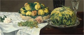 Obraz - Edouard Manet, Still Life with Melon and Peaches, reprodukcia (120x50 cm)
