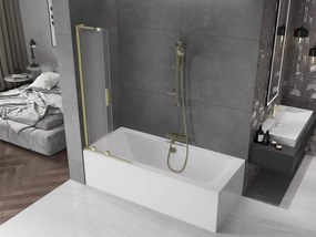 Mexen Velar L, 2-krídlová posuvná vaňová zástena 70 x 150 cm, 8mm sklo námraza, zlatá matná, 896-070-003-31-55