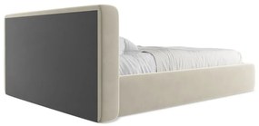 Krémovobiela čalúnená dvojlôžková posteľ s úložným priestorom s roštom 160x200 cm Kiana – Makamii