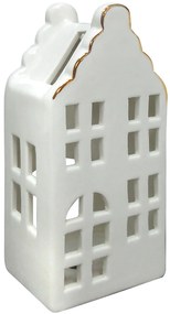 Vianočná keramická lampáš HYTTE VI 16,8 cm biela