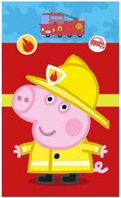 Detský uterák Prasiatko Peppa - motív Hasič Tomík - 100% bavlna - 30 x 50 cm