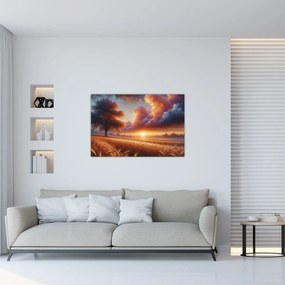 Obraz – Západ slnka na poli (90x60 cm)
