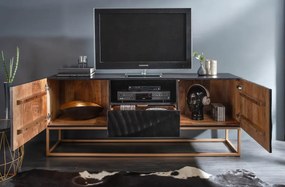 Dizajnový TV stolík Zorpi 160 cm – masívne mangové drevo / čierna