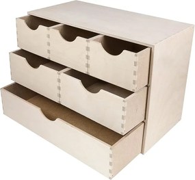 Zeller Present Drevený organizér so 6 zásuvkami na písacie a kancelárske potreby ZELLER 40 x 20 x 28 cm