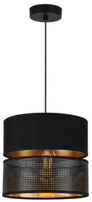 Závesné svietidlo Asti, 1x PVC/čierne textilné tienidlo, (fi 20cm), g, b