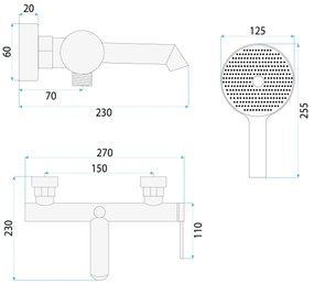 Rea Foss, vaňová batéria s ručnou sprchovou súpravou, medená matná, REA-B6891