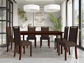 Rozkladací jedálenský stôl so 6 stoličkami AL03, Morenie: Orech - L, Poťahové látky: Soro 28 Mirjan24 5903211266560