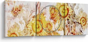 Obraz - Slnečnica, maľba (s hodinami) (90x30 cm)