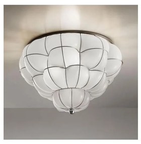 SIRU - Stropné svietidlo POUFF 3xE27/60W/230V chróm/biela benátske sklo