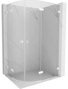 Mexen Lunar, L pravý polkruhový sprchový kút 90 x 70 cm, 8mm číre sklo, biely profil, 833L-090P-070L-20-00
