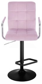 LuxuryForm DESIGN Barová stolička VERONA VELUR na čiernom tanieri - levanduľa