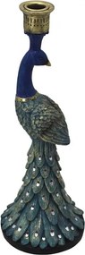 Modrý svietnik v tvare páva Peacock - 12*12*33 cm