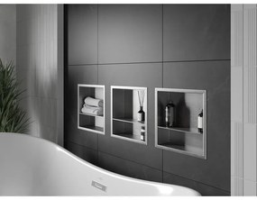 Mexen X-Wall-R, polička na zapustenie na obklad s golierom 30 x 30 cm, oceľová, 1910303010S