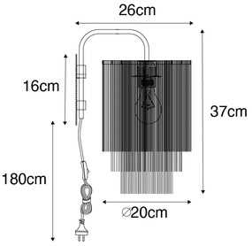 Orientálna nástenná lampa zlatá s krémovým tienidlom s strapcami - Franxa
