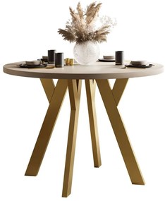 OKRÚHLY ROZKLADACÍ JEDÁLENSKÝ STÔL EWALD KAŠMÍR MATNÝ + ZLATÝ 100/140 cm