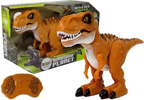 LEAN Toys Diaľkovo ovládaný dinosaurus R/C, hnedý, so zvukom a svetlom, tyranosaurus