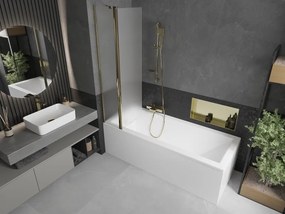 Mexen Flip, vaňová zástena 1-krídlová 80 x 150 cm, otočné krídlo, 6 mm námraza sklo, zlatý profil, 894-080-101-50-30