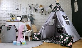 Detský kôš na hračky ZÁHRADA - sivý / čierny