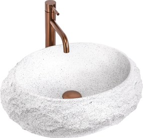 Rea Mika Cloudy, umývadlo na dosku 500x380x150 mm, biela-imitácia kameňa, REA-U3584