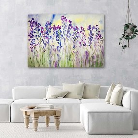 Obraz na plátně Abstraktní květiny louka fialová - 100x70 cm