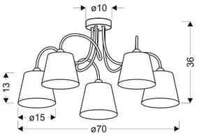 Luster na tyči LUK 5xE14/40W/230V