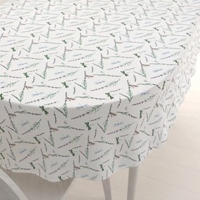 Biante Bavlnený oválny obrus Sandra SA-560 Vážky a levandule na bielom 120x140 cm