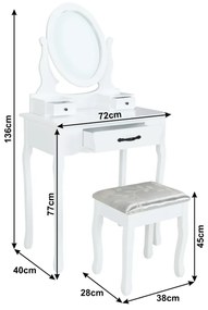 Dekoratívny stolík so stoličkou LINET NEW, biely