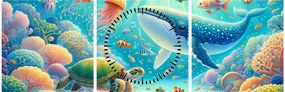 Obraz - Svet pod hladinou (s hodinami) (90x30 cm)