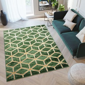 Moderný zelený koberec s originálnym geometrickým vzorom Šírka: 140 cm | Dĺžka: 200 cm