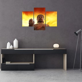 Obraz - Budha s červenožltým pozadím (90x60 cm)
