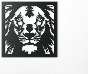 drevko Drevený obraz na stenu Lev kráľ zvierat Rozmer obrazu: 32,5 x 32,5 cm, Farba dekorácie: Čierna