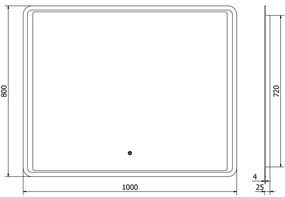 Mexen Zusa, LED kúpeľňové zrkadlo s podsvietením 100x80 cm, 6000K, ochrana proti zahmlievaniu, 9808-100-080-611-00