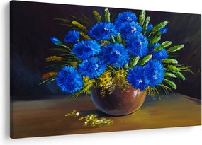 Obraz modrých kvetov vo váze (90x60 cm)