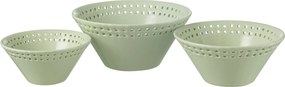 3ks zelená keramická miska Hella Pastel Green - Ø14*6 / Ø17*7 / Ø19*9 cm
