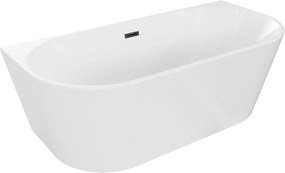 Mexen Oval voľne stojaca priemyselná vaňa 180 x 80 cm, biela, prepad čierny