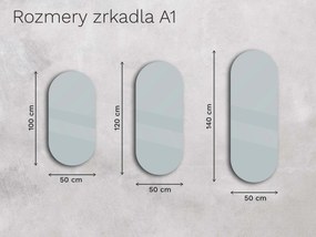 Oválne zrkadlo do kúpeľne s LED osvetlením A1 50x100